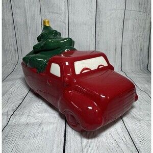 Rae Dunn Magenta Christmas Cookie Candy Canister Jar Red Truck Green Tree